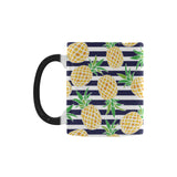 Pineapples pattern striped background Morphing Mug Heat Changing Mug