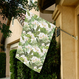 White orchid flower tropical leaves pattern House Flag Garden Flag