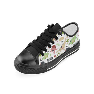 Cute dinosaurs pattern Kids' Boys' Girls' Low Top Canvas Shoes Black
