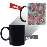 Beagle muzzles turquoise paint splashes pink patte Morphing Mug Heat Changing Mug