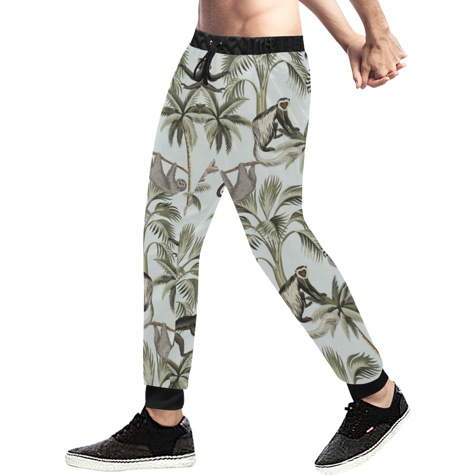Monkey sloth lemur palm trees pattern Unisex Casual Sweatpants