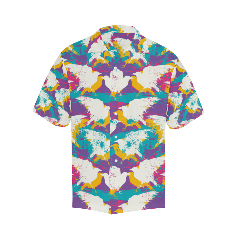 Colorful crow illustration pattern Men's All Over Print Hawaiian Shirt