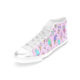 Cute ice cream cone animal pattern Women's High Top Canvas Shoes White