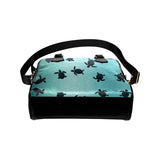 Sea turtle with blue ocean backgroud Shoulder Handbag