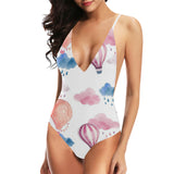 Watercolor air balloon cloud pattern Women's One-Piece Swimsuit