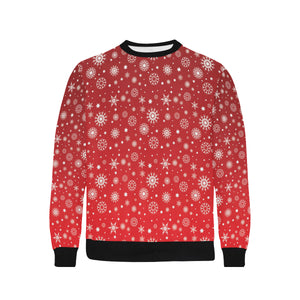 Snowflake pattern red background Men's Crew Neck Sweatshirt