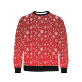 Snowflake pattern red background Men's Crew Neck Sweatshirt