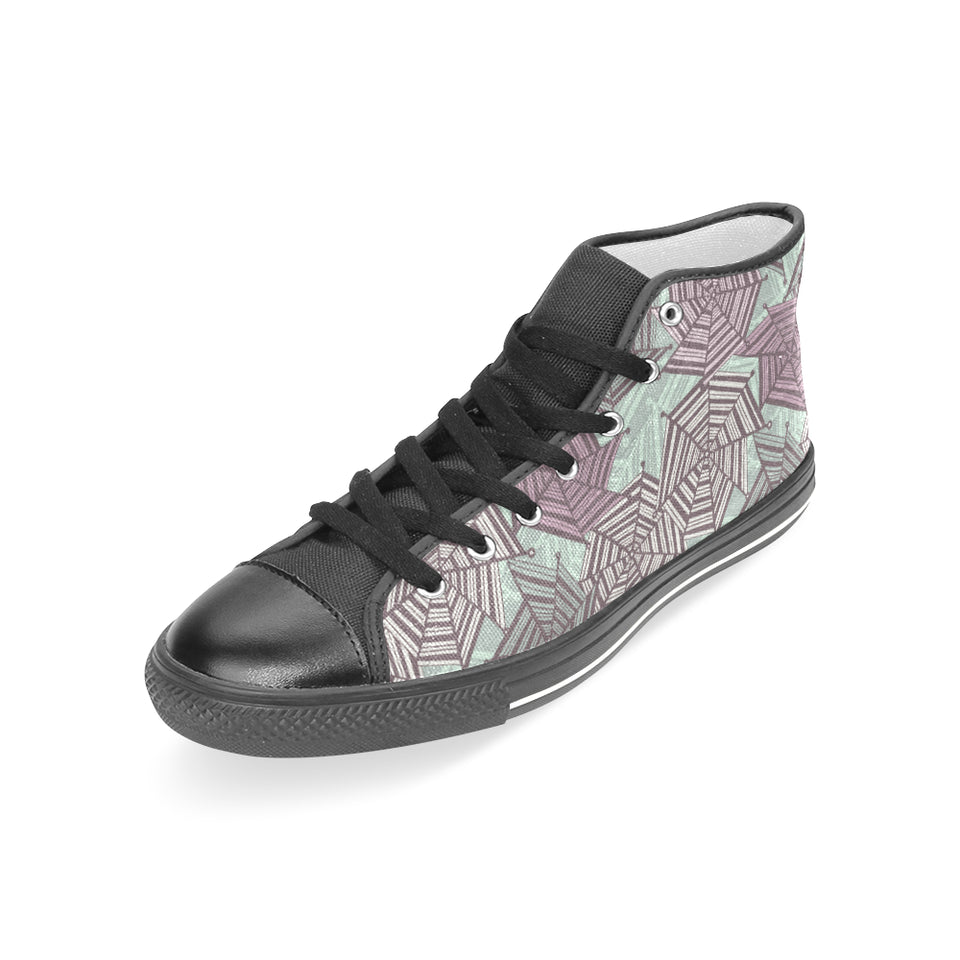 Spider web cobweb design color pattern Women's High Top Canvas Shoes Black