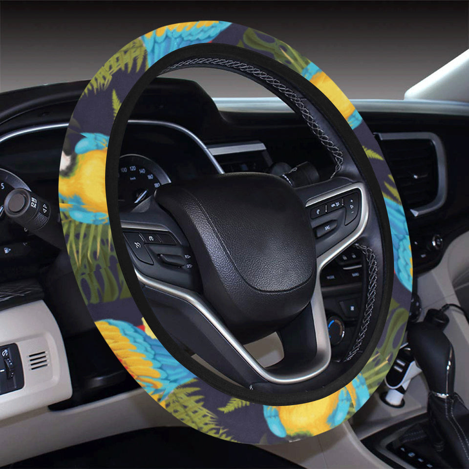 Colorful parrot flower pattern Car Steering Wheel Cover