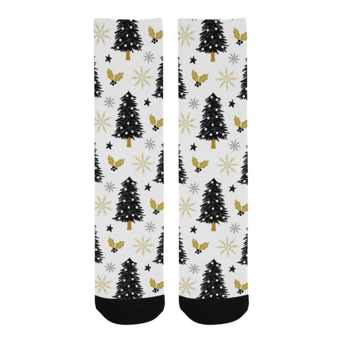 Christmas tree holly snow star pattern Crew Socks