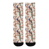 Peacock tropical flower pattern Crew Socks