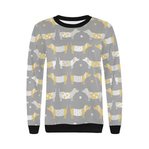 Cute dachshund dog pattern Women's Crew Neck Sweatshirt