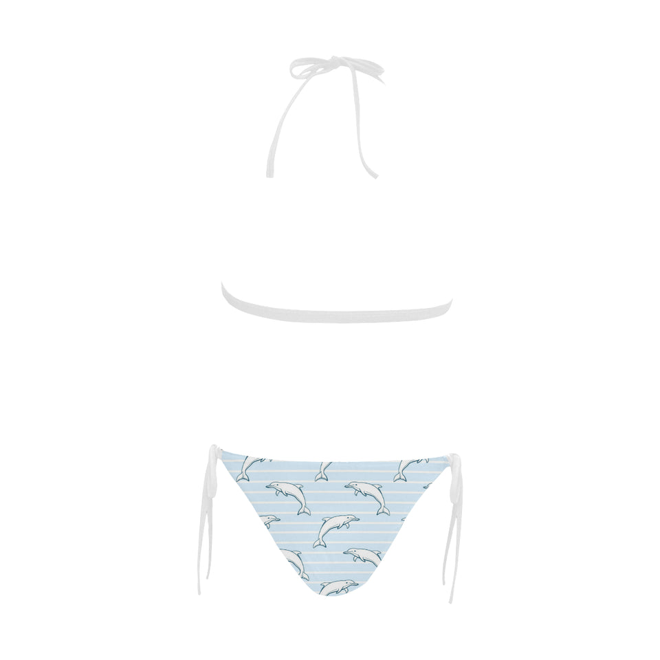 Dolphin blue striped background Sexy Bikinis Two-Piece Swimsuits