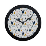 Cute sleeping sheep moon cloud pattern Elegant Black Wall Clock