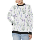 Hand painting Watercolor Lavender Women's Crew Neck Sweatshirt