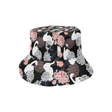 white swan blooming flower pattern Unisex Bucket Hat