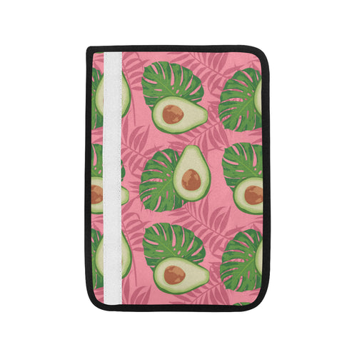 Avocado slices leaves pink back ground Car Seat Belt Cover