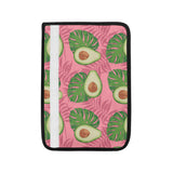 Avocado slices leaves pink back ground Car Seat Belt Cover