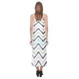 zigzag  chevron paint pattern V-Neck Open Fork Long Dress