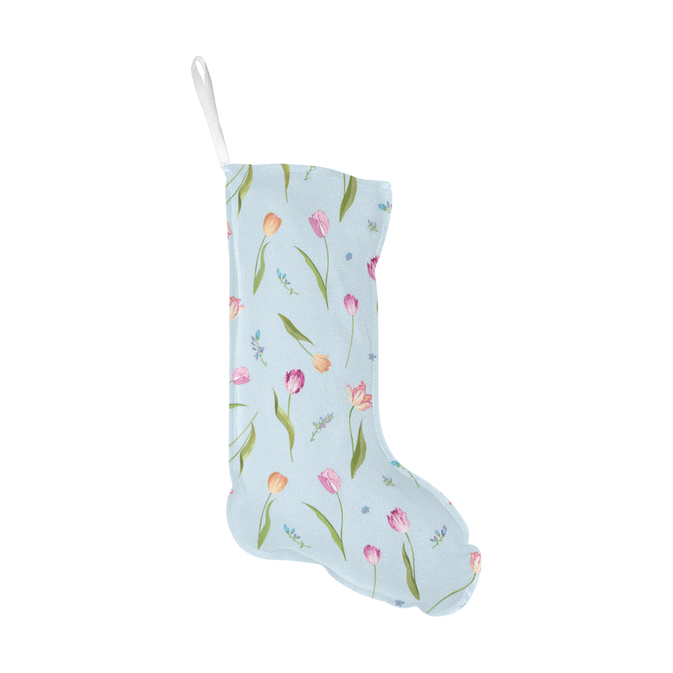 Watercolor Tulips pattern Christmas Stocking