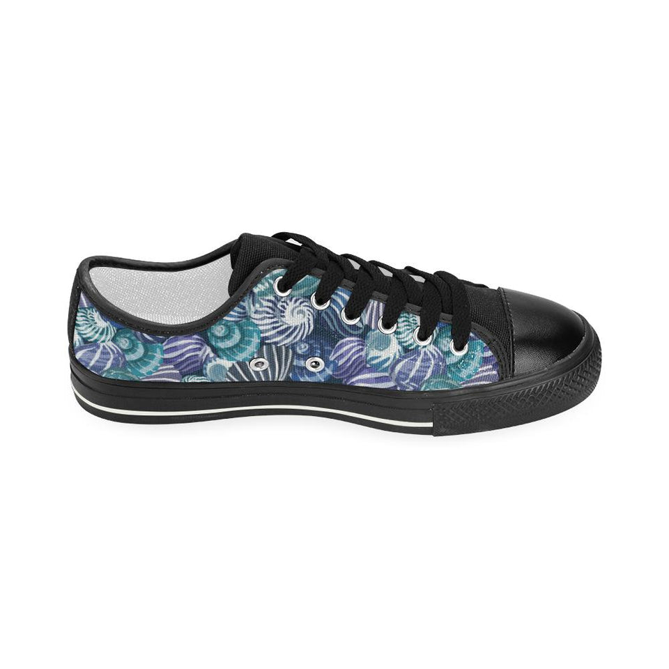 Shell design pattern Kids' Boys' Girls' Low Top Canvas Shoes Black