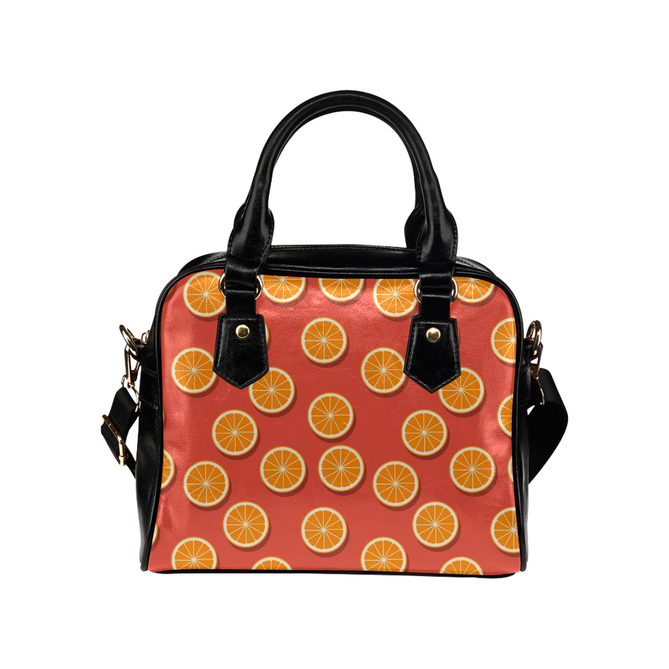 Oranges pattern red background Shoulder Handbag