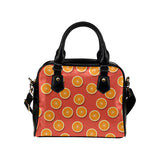 Oranges pattern red background Shoulder Handbag