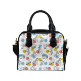 Siberian husky and colorful circle pattern Shoulder Handbag
