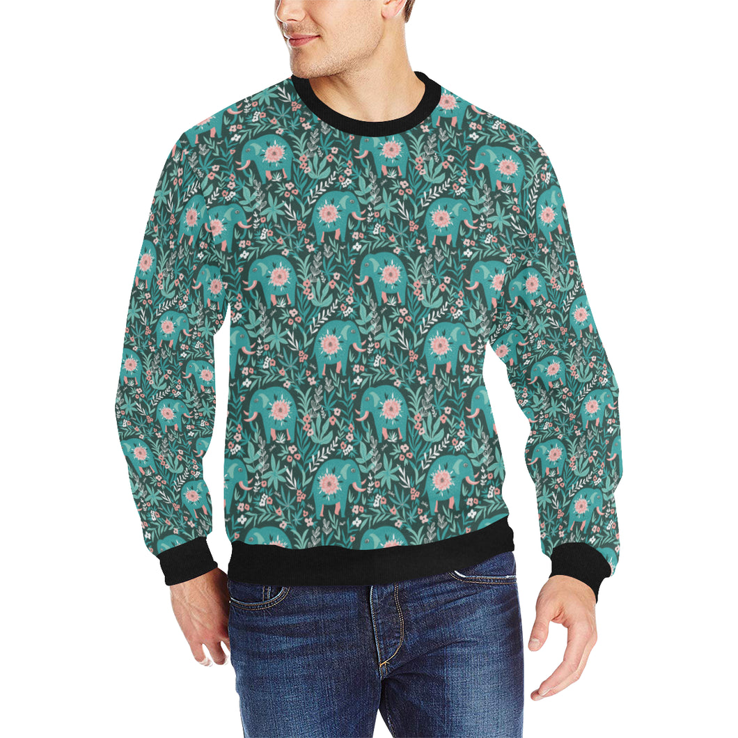 Elephants jungle pattern Men's Crew Neck Sweatshirt