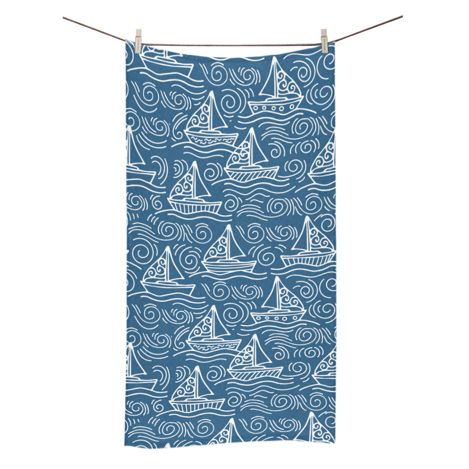 Hand drawn sailboat pattern Bath Towel