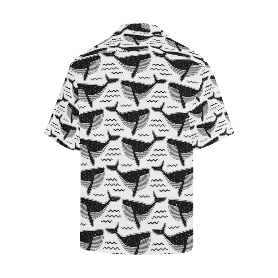 Black whale pattern Men's All Over Print Hawaiian Shirt