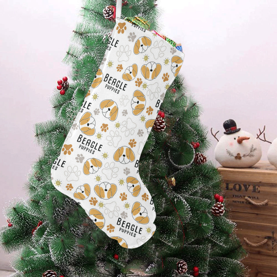 Cute beagle dog pattern background Christmas Stocking