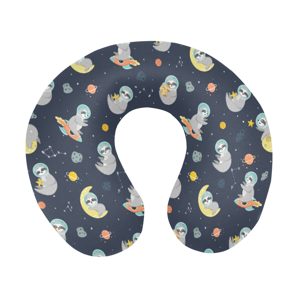 Cute sloth astronaut star planet rocket pattern U-Shaped Travel Neck Pillow