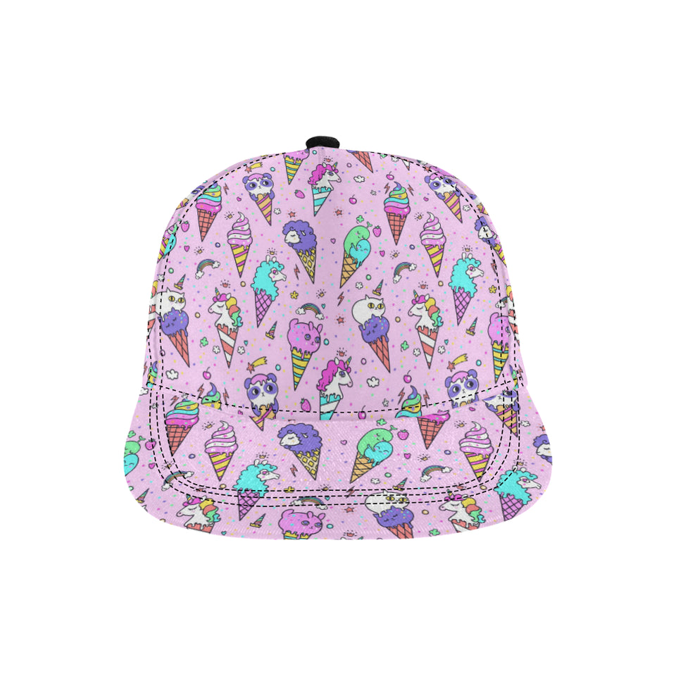 Cute ice cream cone animal pattern All Over Print Snapback Cap