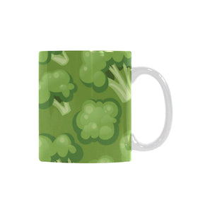 Broccoli pattern green background Classical White Mug (Fulfilled In US)