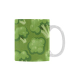 Broccoli pattern green background Classical White Mug (Fulfilled In US)