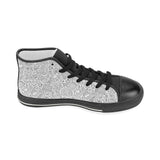 Cartoon hand drawn ice cream black white Women's High Top Canvas Shoes Black