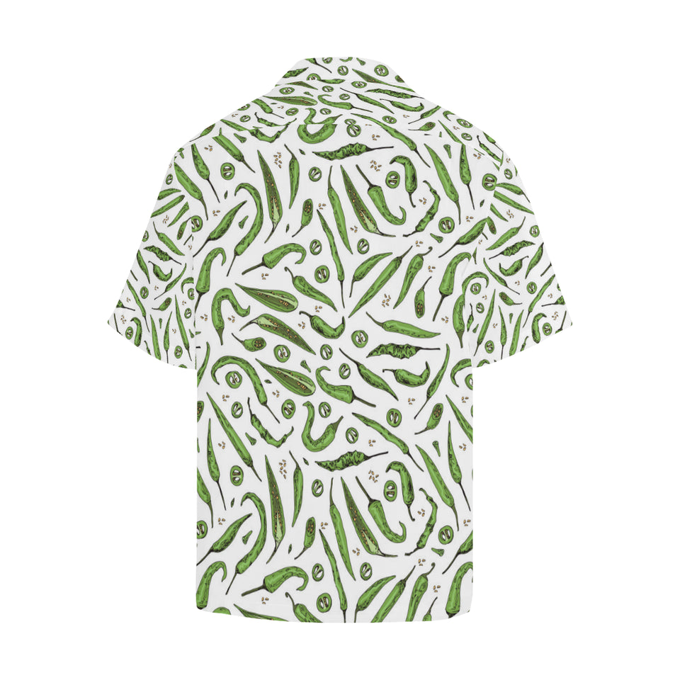 Hand drawn sketch style green Chili peppers patter Men's All Over Print Hawaiian Shirt