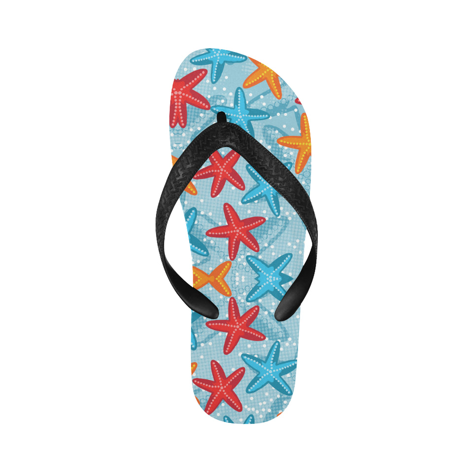 Blue red orange starfish pattern Unisex Flip Flops