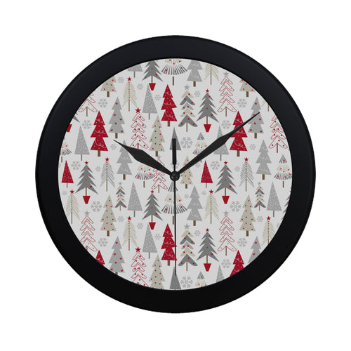 Cute Christmas tree pattern Elegant Black Wall Clock