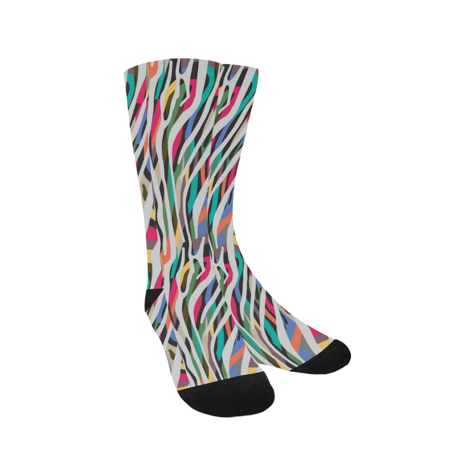 Colorful zebra skin pattern Crew Socks