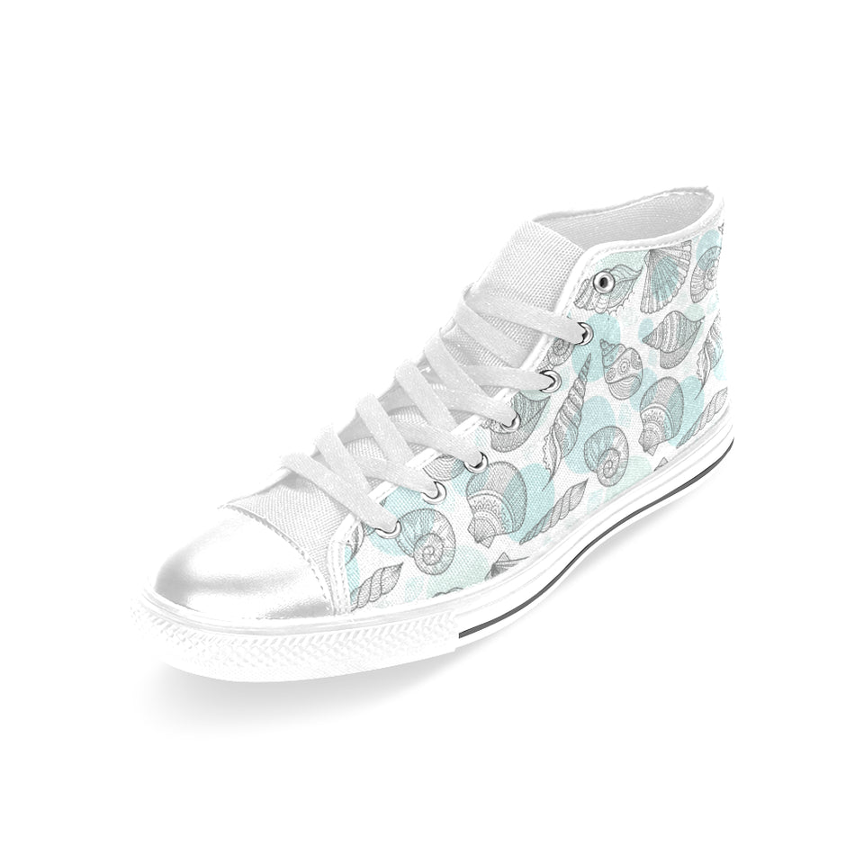 Shell polynesian tribal Women's High Top Canvas Shoes White