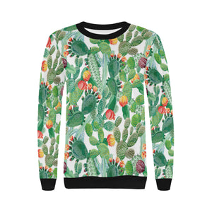 Cactus design pattern copy Women's Crew Neck Sweatshirt