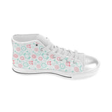 Clock time pattern blackground Women's High Top Canvas Shoes White