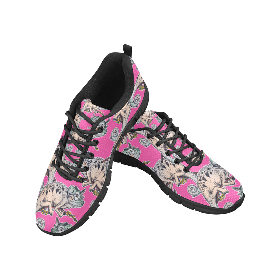 Chameleon lizard pattern pink background Men's Sneaker Shoes