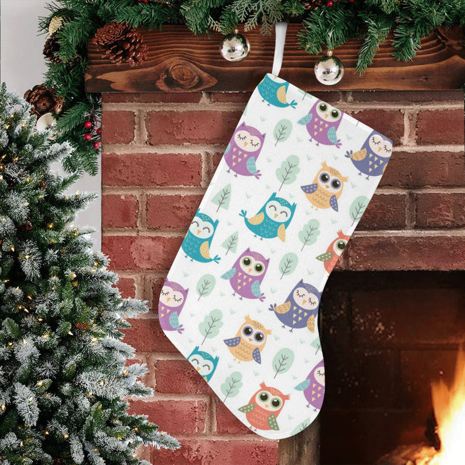 Cute owl pattern Christmas Stocking