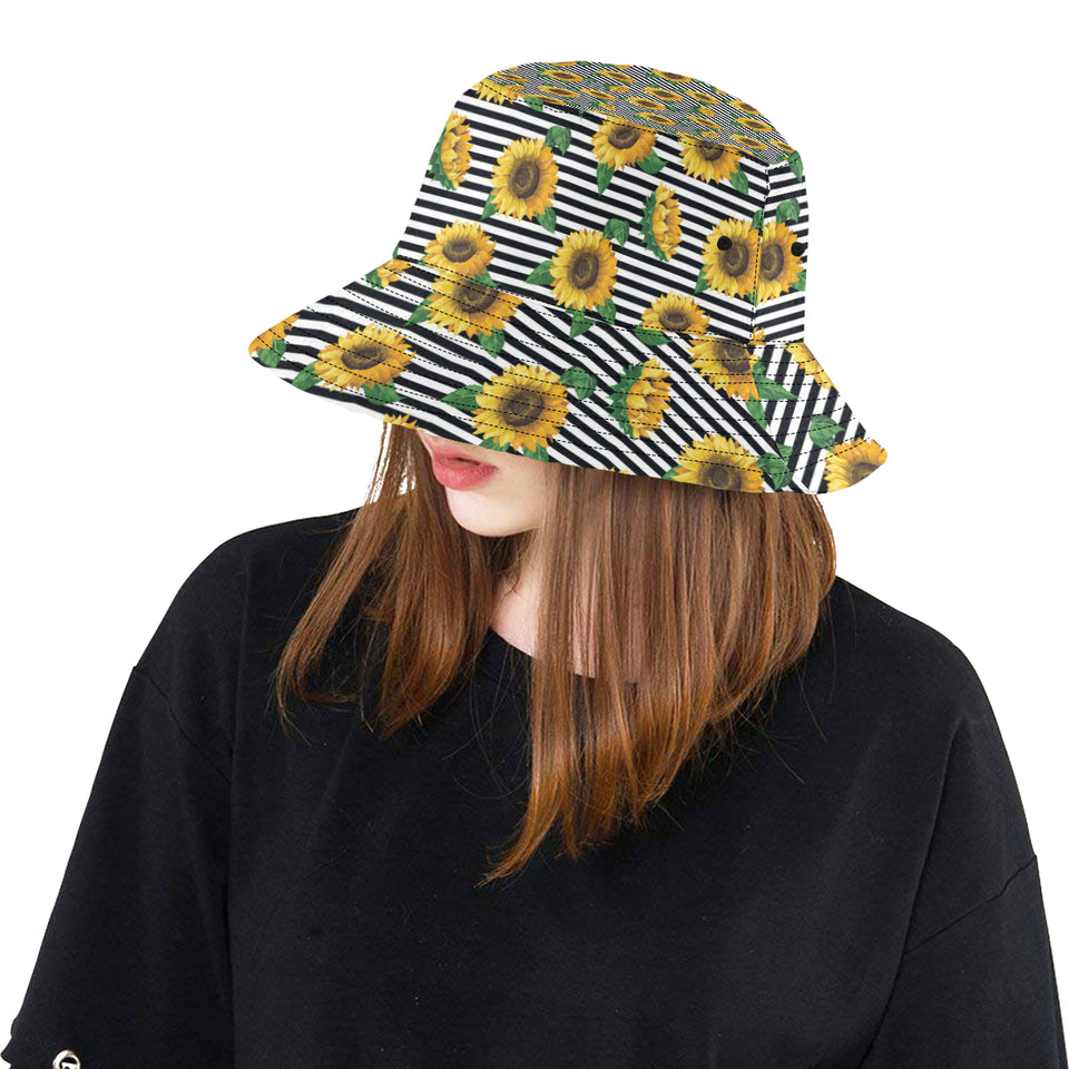 sunflowers ribbon background Unisex Bucket Hat