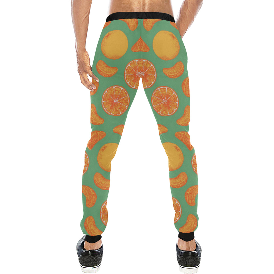 orange fruit pattern green background Unisex Casual Sweatpants