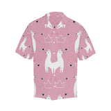 Llama Alpaca pink background Men's All Over Print Hawaiian Shirt