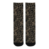 luxurious gold lotus waterlily black background Crew Socks